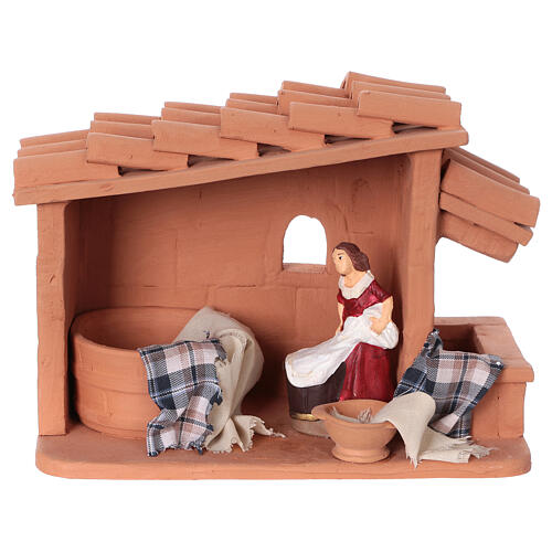 Scena do szopki, praczka, malowana figurka, 10 cm, Deruta 1