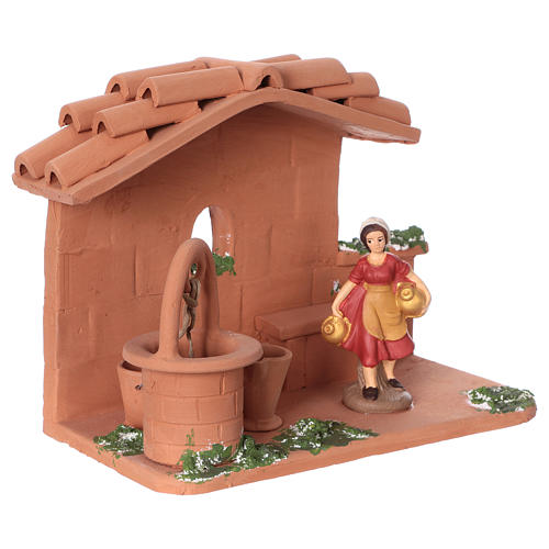 Donna al pozzo in terracotta presepe 10 cm Deruta 2