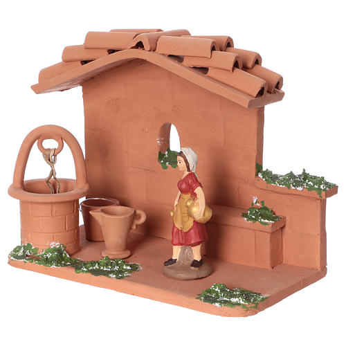 Donna al pozzo in terracotta presepe 10 cm Deruta 3