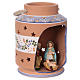 Blue cylindrical lantern with Nativity scene 8 cm made in Deruta s3