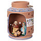 Blue cylindrical lantern with Nativity scene 8 cm made in Deruta s4