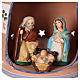 Round blue lantern with 8 cm Holy Family, Deruta Nativity s2