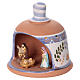 Hütte blaue Terrakotta mit Heiligen Familie 3cm Deruta s2