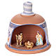 Blue terracotta hut with Nativity scene 3 cm made in Deruta s1