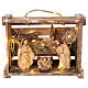 Portable elegant wood box with Holy Family lights, 12 cm nativity Deruta s1