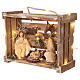 Portable elegant wood box with Holy Family lights, 12 cm nativity Deruta s3