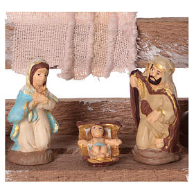 Holzkiste mit Heiligen Familie 6cm und Licht Terrakotta Deruta