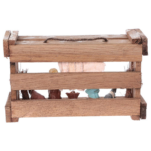 Casinha portátil em madeira com Natividade para presépio Deruta com figuras de 6 cm de altura média 5