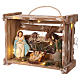 Casinha com luzes portátil em madeira com Natividade para presépio Deruta com figuras de 12 cm de altura média s3