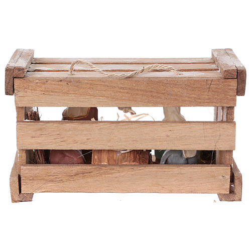 Portable wooden crate with Nativity, 8 cm Deruta 5