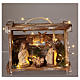 Portable wood box with lights and Deruta Nativity scene 10 cm s2
