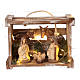 Casa com luzes portátil madeira Natividade para presépio Deruta com figuras de 10 cm de altura média s1