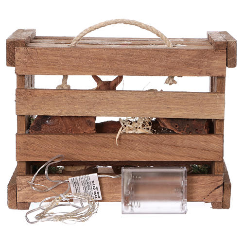 Portable wooden box with lights Nativity Scene, 10 cm Deruta 5