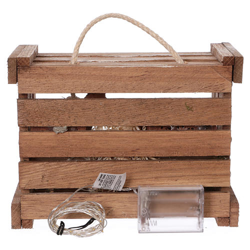 Portable wood and moss box with lights and Deruta Nativity scene 10 cm 5
