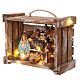 Portable wood and moss box with lights and Deruta Nativity scene 10 cm s3