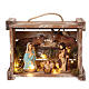 Casa portátil luzes madeira musgo e Natividade para presépio Deruta com figuras de 10 cm de altura média s1