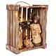 Portable wood and moss box with lights and Deruta Nativity scene 20 cm s4