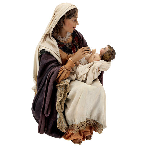 Natividade Virgem Maria com Menino Jesus no colo Presépio Angela Tripi com figuras de altura média 30 cm 3