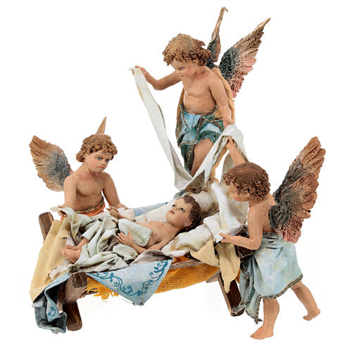 Heilige Familie mit Engelchen 30cm Krippe Angela Tripi 6