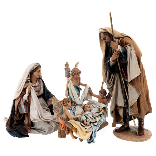 Natividade com anjos Presépio Angela Tripi com figuras de altura média 30 cm 1