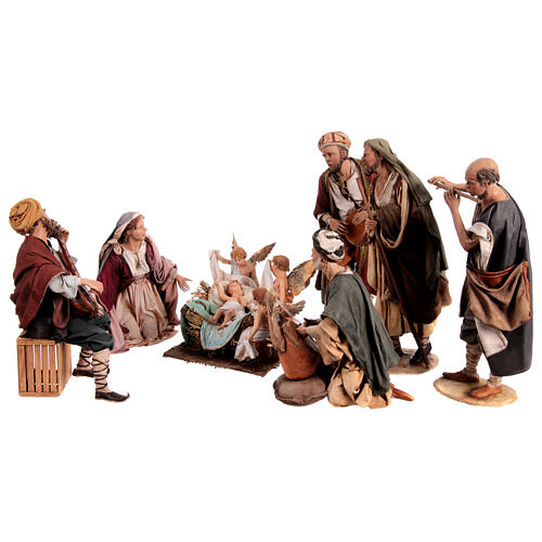 Scène Nativité avec 4 musiciens 30 cm Angela Tripi 1