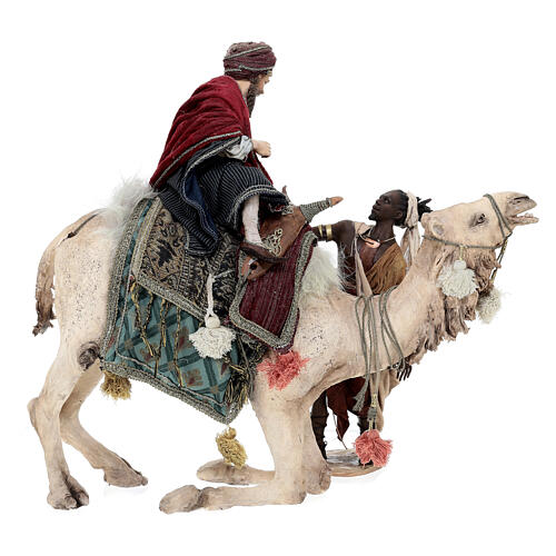 Heiliger König auf einem Kamel sitzend und Diener, für 30 cm Krippe von Angela Tripi, Terrakotta 8