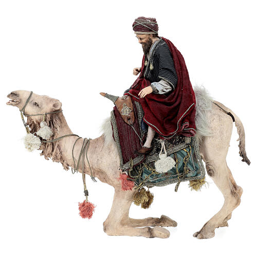 Heiliger König auf einem Kamel sitzend und Diener, für 30 cm Krippe von Angela Tripi, Terrakotta 12