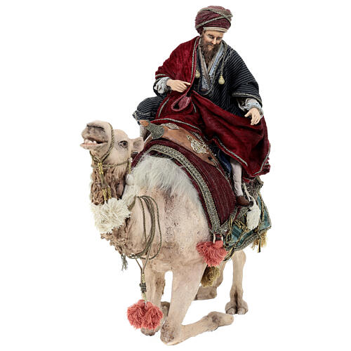 Heiliger König auf einem Kamel sitzend und Diener, für 30 cm Krippe von Angela Tripi, Terrakotta 14