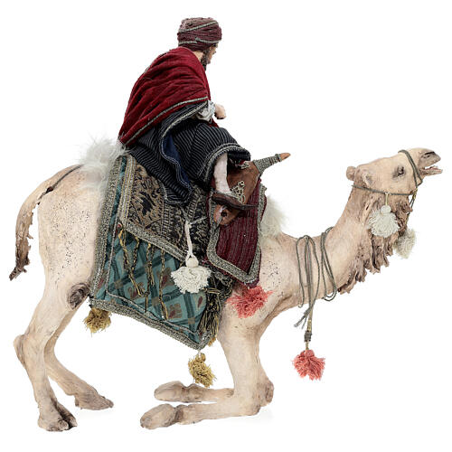 Heiliger König auf einem Kamel sitzend und Diener, für 30 cm Krippe von Angela Tripi, Terrakotta 18