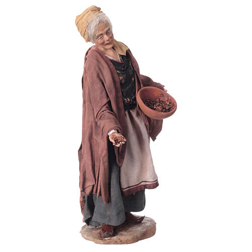 Alte Frau mit Körnerkorb, für 30 cm Krippe von Angela Tripi, Terrakotta 5