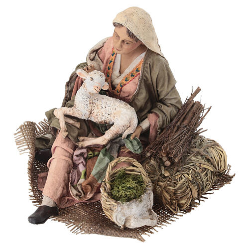 Femme avec petite chèvre crèche Tripi 30 cm 3