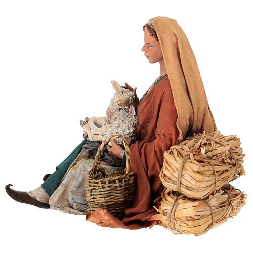 Donna con capretto presepe 30 cm Tripi 5