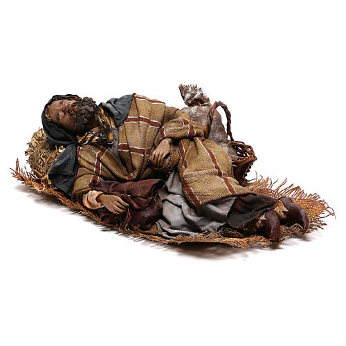 Schlafender Hirte, Benino, für 30 cm Krippe von Angela Tripi, Terrakotta 3