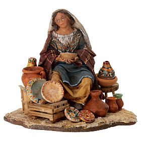 Nativity scene figurine, woman selling pottery by Angela Tripi 13 cm