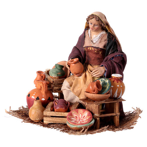 Nativity scene figurine, woman selling pottery by Angela Tripi 13 cm 2