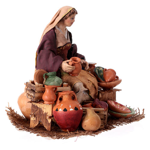 Nativity scene figurine, woman selling pottery by Angela Tripi 13 cm 3