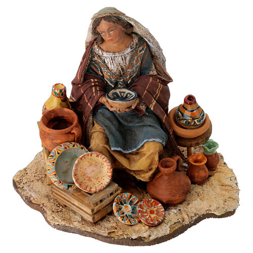 Nativity scene figurine, woman selling pottery by Angela Tripi 13 cm 3