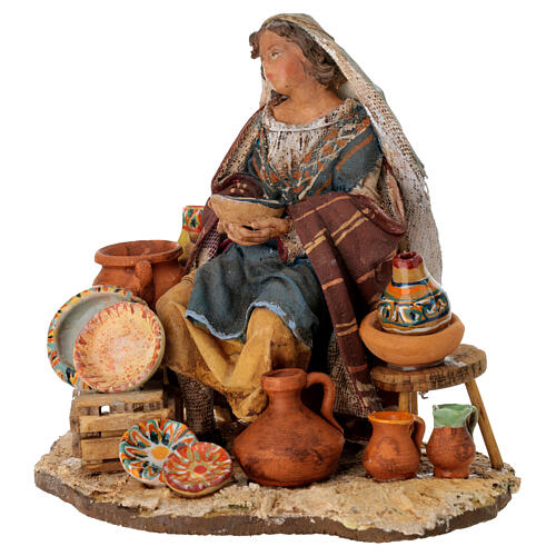 Nativity scene figurine, woman selling pottery by Angela Tripi 13 cm 4