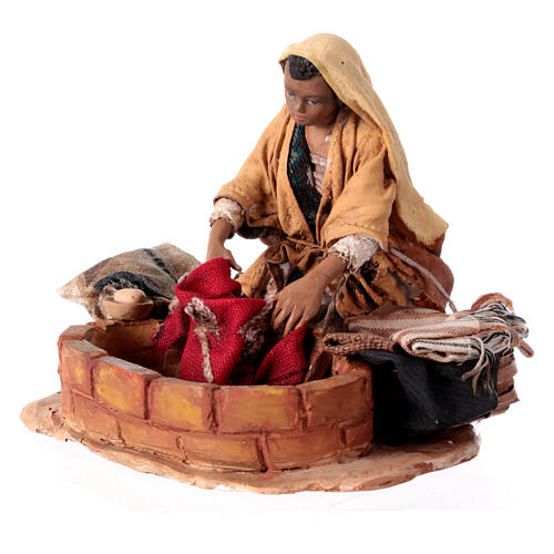 Nativity scene figurine, Woman washing clothes by Angela Tripi 13 cm 2
