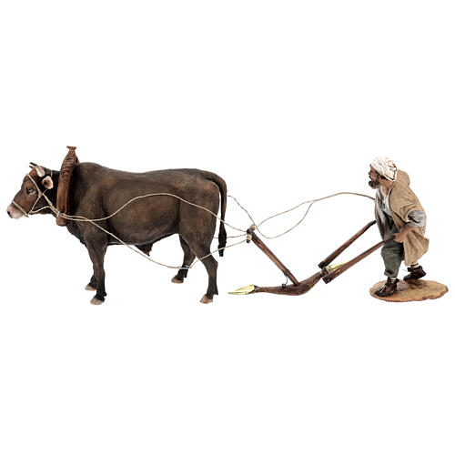 Man and plow with ox, 30 cm Angela Tripi 1