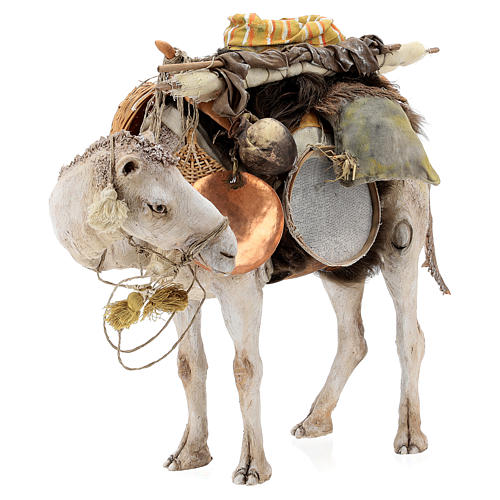 Stehendes Kamel mit Last, für 30 cm Krippe von Angela Tripi, Terrakotta 5