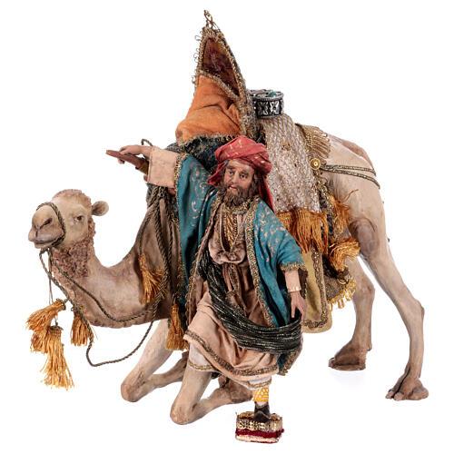 Heiliger König, der vom Kamel absteigt, für 18 cm Krippe von Angela Tripi, Terrakotta 26
