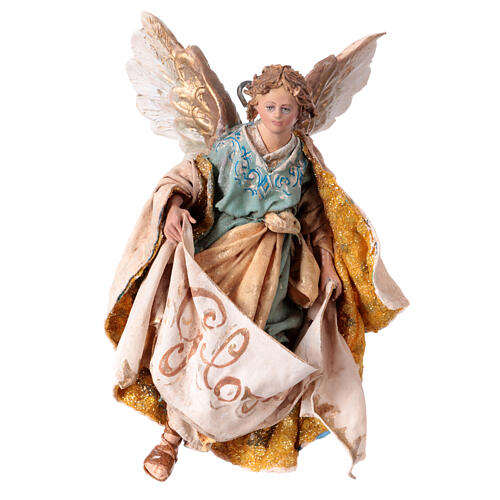 Nativity scene figurine, Angel with Gloria banner (to hang) by Angela Tripi 13 cm 1