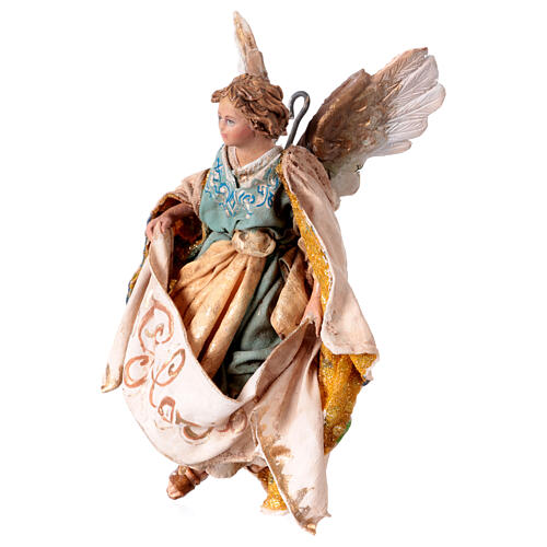 Nativity scene figurine, Angel with Gloria banner (to hang) by Angela Tripi 13 cm 3