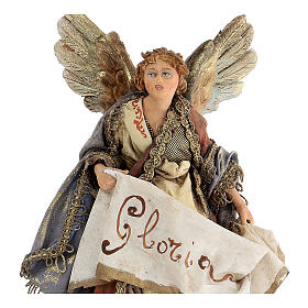 Nativity scene figurine, Angel with Gloria banner by Angela Tripi 13 cm