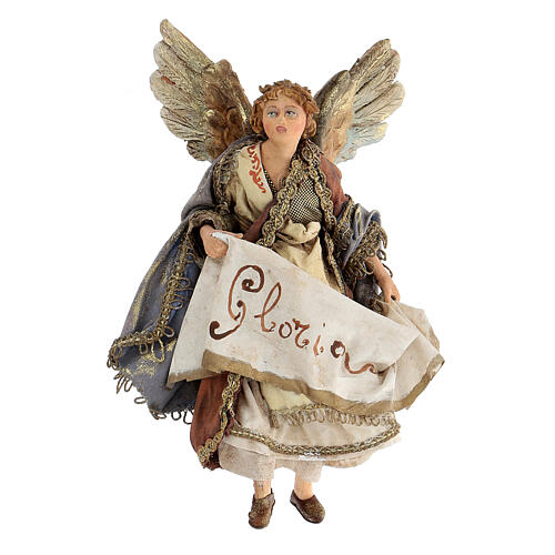 Nativity scene figurine, Angel with Gloria banner by Angela Tripi 13 cm 1