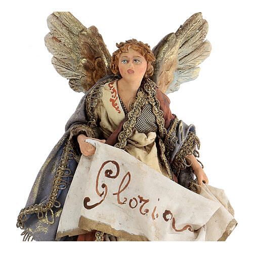Nativity scene figurine, Angel with Gloria banner by Angela Tripi 13 cm 2