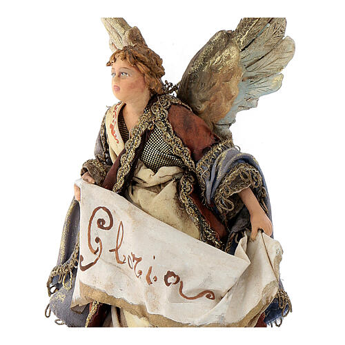 Nativity scene figurine, Angel with Gloria banner by Angela Tripi 13 cm 4