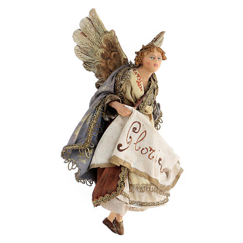 Nativity scene figurine, Angel with Gloria banner by Angela Tripi 13 cm 5