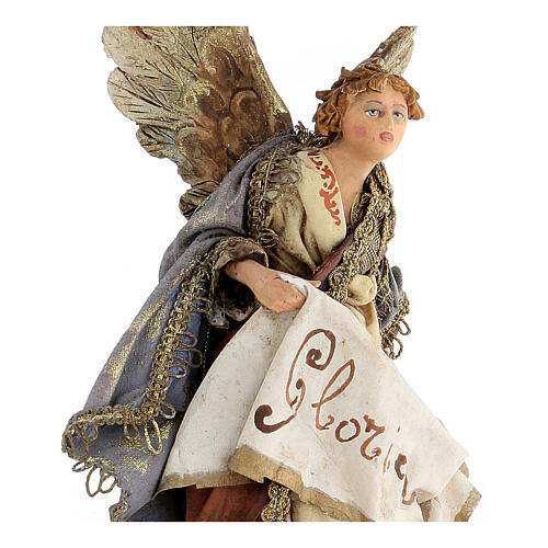 Nativity scene figurine, Angel with Gloria banner by Angela Tripi 13 cm 6